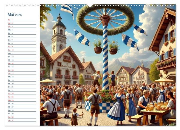 Produktbild: Boarisch durchs Jahr - Feste Br&auml;uche und Lebenslust (hochwertiger Premium Wandkalender 2026 DIN A2 quer), Kunstdruck in Hochglanz
