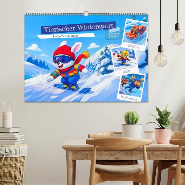 Produktbild: Tierischer Wintersport - Lustige Tiere im Schnee (Wandkalender 2027 DIN A2 quer), CALVENDO Monatskalender