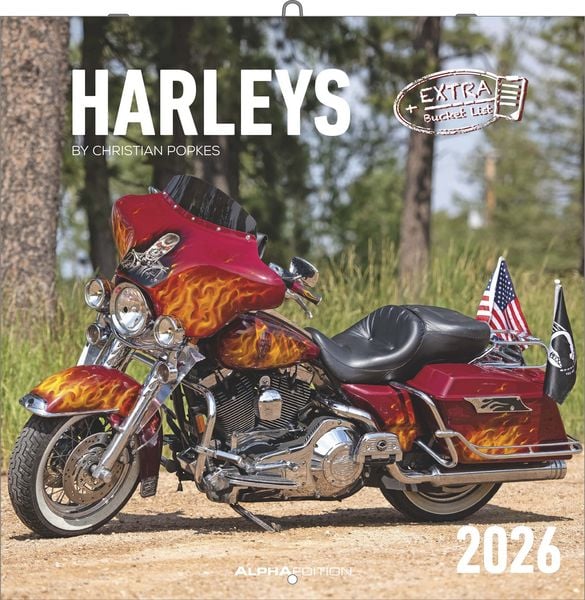 Produktbild: Harleys 2026 - Broschürenkalender 30x30 cm (30x60 geöffnet) - Kalender mit Platz für Notizen - Motorräder - Bildkalender - Wandplaner - Harley-Davidso