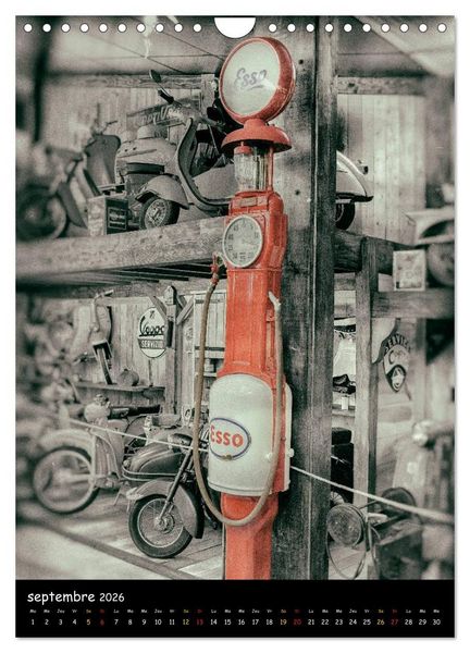 Produktbild: POMPES &Agrave; ESSENCE VINTAGE (Calendrier mural 2026 DIN A4 horizontal), CALVENDO calendrier mensuel