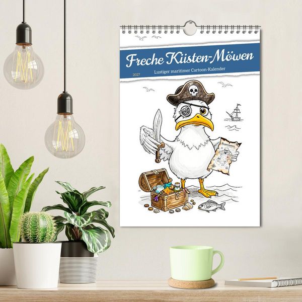 Produktbild: Freche K&uuml;sten‑M&ouml;wen - Lustiger maritimer Cartoon‑Kalender (Wandkalender 2027 DIN A4 hoch), CALVENDO Monatskalender