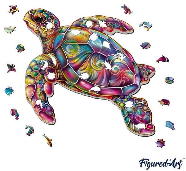 Produktbild: FiguredArt WP-FA1021 - Holzpuzzle Erwachsene - Meeresschildkr&ouml;te, 200 Teile, 32x31,8 cm