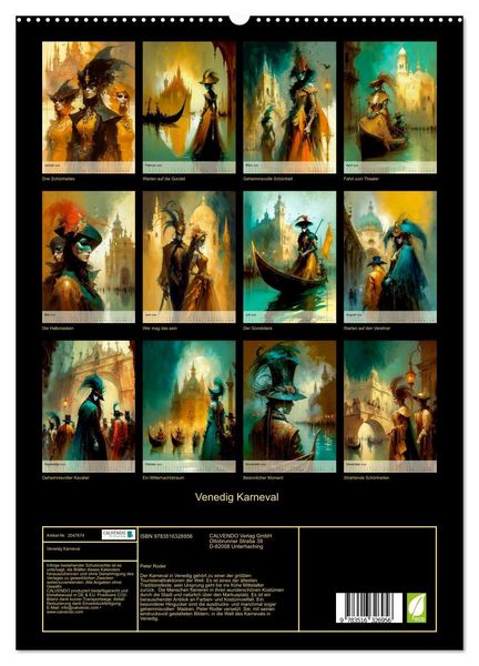 Produktbild: Venedig Karneval (hochwertiger Premium Wandkalender 2026 DIN A2 hoch), Kunstdruck in Hochglanz