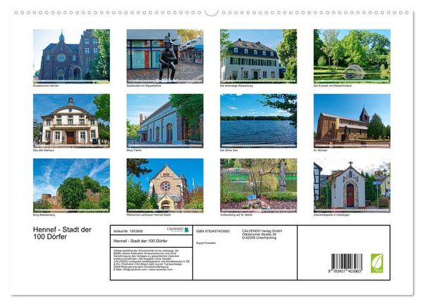 Produktbild: Hennef - Stadt der 100 D&ouml;rfer (hochwertiger Premium Wandkalender 2026 DIN A2 quer), Kunstdruck in Hochglanz