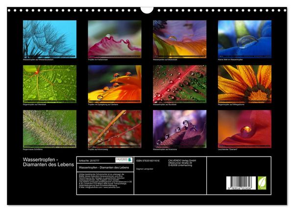 Produktbild: Wassertropfen - Diamanten des Lebens (Wandkalender 2026 DIN A3 quer), CALVENDO Monatskalender