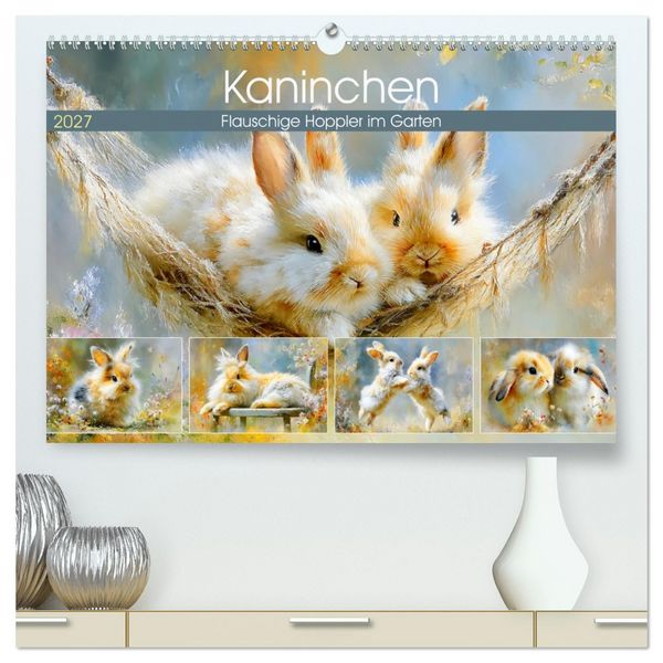 Produktbild: Kaninchen. Flauschige Hoppler im Garten (hochwertiger Premium Wandkalender 2027 DIN A2 quer), Kunstdruck in Hochglanz