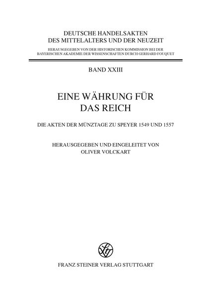 Produktbild: Eine W&auml;hrung f&uuml;r das Reich