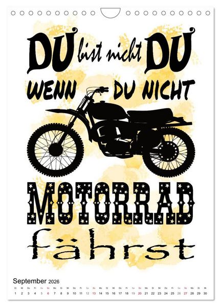 Produktbild: Biker-Spr&uuml;che (Wandkalender 2026 DIN A4 hoch), CALVENDO Monatskalender