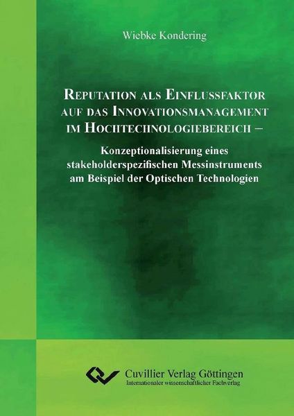 Produktbild: Reputation als Einflussfaktor auf das Innovationsmanagement im Hochtechnologiebereich