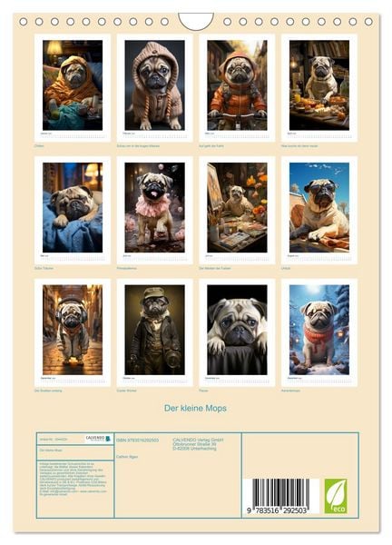 Produktbild: Der kleine Mops (Wandkalender 2026 DIN A4 hoch), CALVENDO Monatskalender