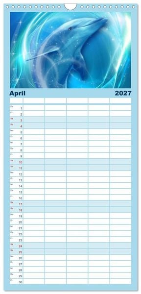 Produktbild: Familienplaner 2027 - Delfine - Kalender mit 5 Spalten (Wandkalender, 21 x 45 cm) CALVENDO