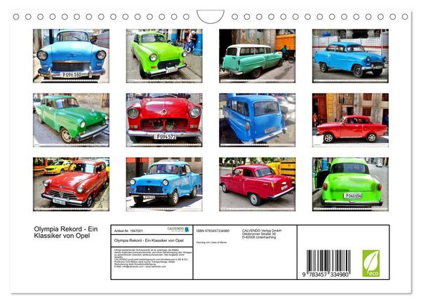 Produktbild: Olympia Rekord - Ein Klassiker von Opel (Wandkalender 2026 DIN A4 quer), CALVENDO Monatskalender