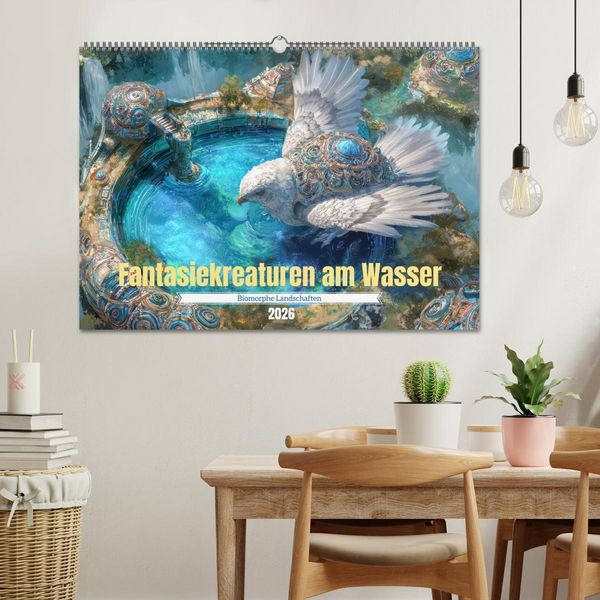 Produktbild: Fantasiekreaturen am Wasser - Biomorphe Landschaften (Wandkalender 2026 DIN A2 quer), CALVENDO Monatskalender