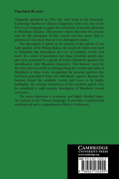 Produktbild: Acoustical Studies of Mandarin Vowels and Tones