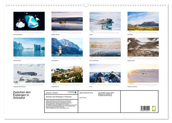 Produktbild: Zwischen den Eisbergen in Gr&ouml;nland (Wandkalender 2026 DIN A2 quer), CALVENDO Monatskalender