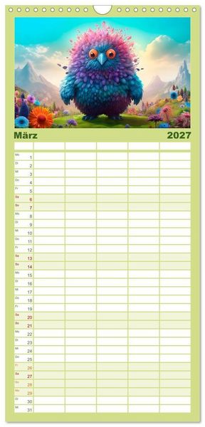 Produktbild: Familienplaner 2027 - Monsterm&auml;&szlig;ig durchs Jahr mit 5 Spalten (Wandkalender, 21 x 45 cm) CALVENDO