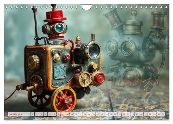 Produktbild: Mechanische Wunderwelten - Ein Jahr mit Steampunk Toys (Wandkalender 2026 DIN A4 quer), CALVENDO Monatskalender