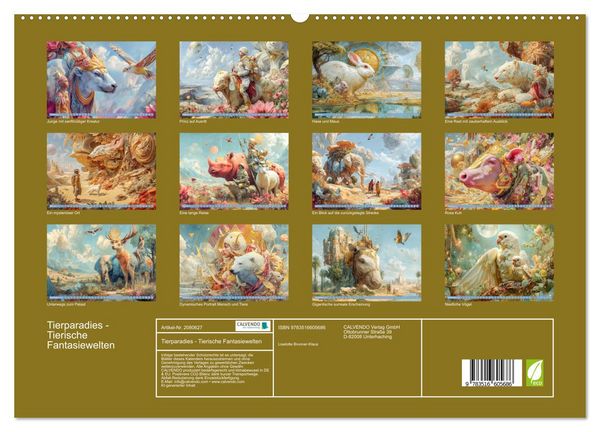 Produktbild: Tierparadies - Tierische Fantasiewelten (hochwertiger Premium Wandkalender 2026 DIN A2 quer), Kunstdruck in Hochglanz