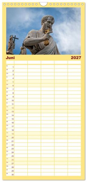 Produktbild: Familienplaner 2027 - San Pietro - Petersplatz und Petersdom mit 5 Spalten (Wandkalender, 21 x 45 cm) CALVENDO