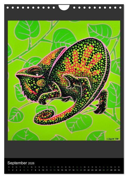 Produktbild: Acrylic paintings - Pfeilgiftfr&ouml;sche und Cham&auml;leons (Wandkalender 2026 DIN A4 hoch), CALVENDO Monatskalender