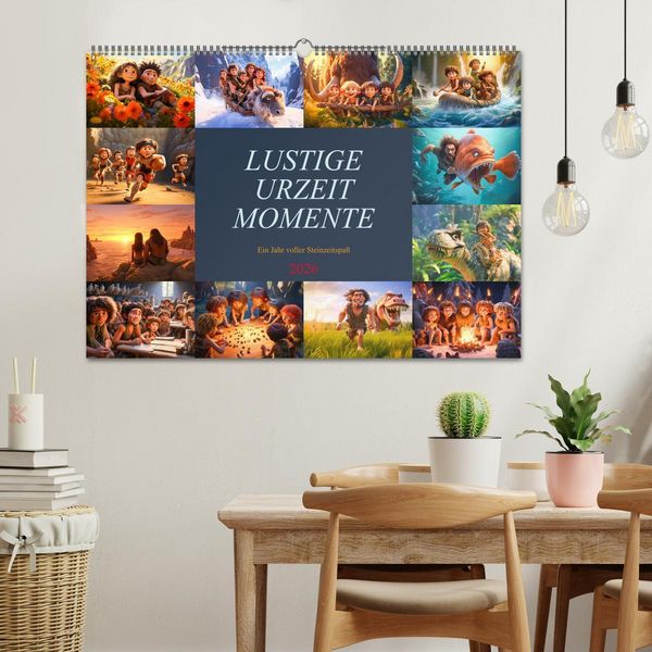 Produktbild: Lustige Urzeit Momente - Ein Jahr voller Steinzeitspa&szlig; (Wandkalender 2026 DIN A2 quer), CALVENDO Monatskalender