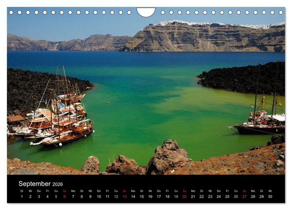 Produktbild: Santorini &ndash; Leben auf dem Vulkan (Wandkalender 2026 DIN A4 quer), CALVENDO Monatskalender