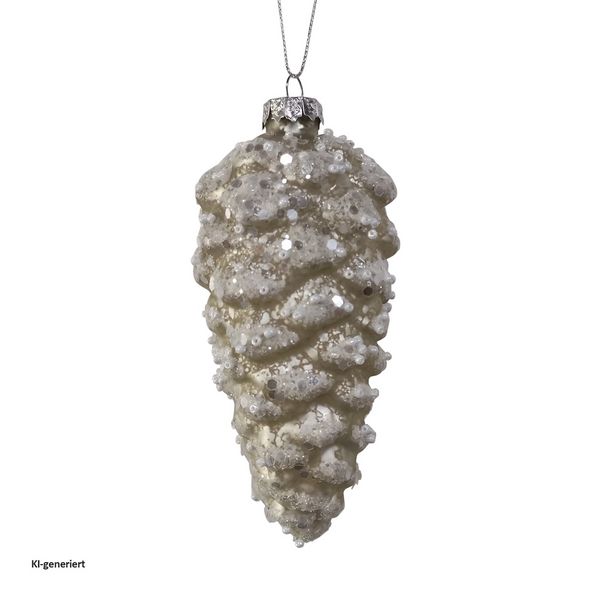 Produktbild: HTI-Living Christbaumschmuck in Zapfenform Wei&szlig; Glitzer Christbaumschmuck in Zapfenform Wei&szlig; Glitzer