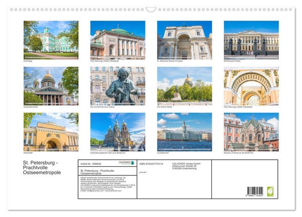 Produktbild: St. Petersburg - Prachtvolle Ostseemetropole (Wandkalender 2026 DIN A2 quer), CALVENDO Monatskalender