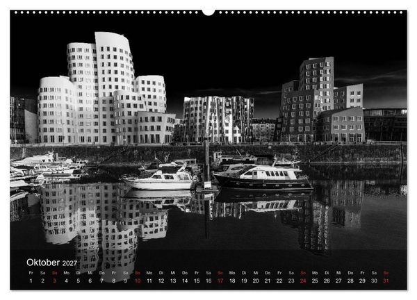 Produktbild: D&uuml;sseldorf Ansichten in Schwarz-Wei&szlig; (hochwertiger Premium Wandkalender 2027 DIN A2 quer), Kunstdruck in Hochglanz