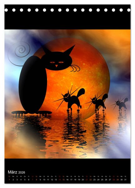 Produktbild: Mooncats - sie leben und sie tr&auml;umen (Tischkalender 2026 DIN A5 hoch), CALVENDO Monatskalender