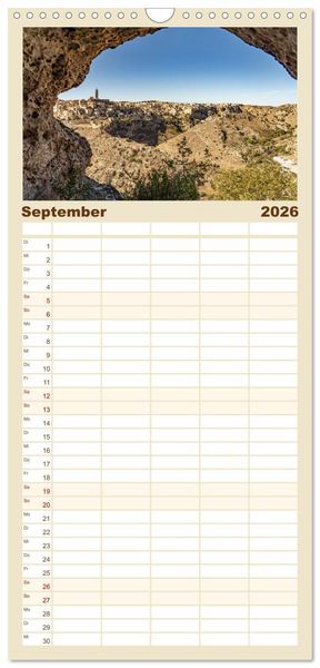 Produktbild: Familienplaner 2026 - Italiens Welterbe Matera mit 5 Spalten (Wandkalender, 21 x 45 cm) CALVENDO