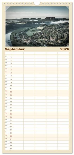 Produktbild: Familienplaner 2026 - S&auml;chsische Schweiz mit 5 Spalten (Wandkalender, 21 x 45 cm) CALVENDO