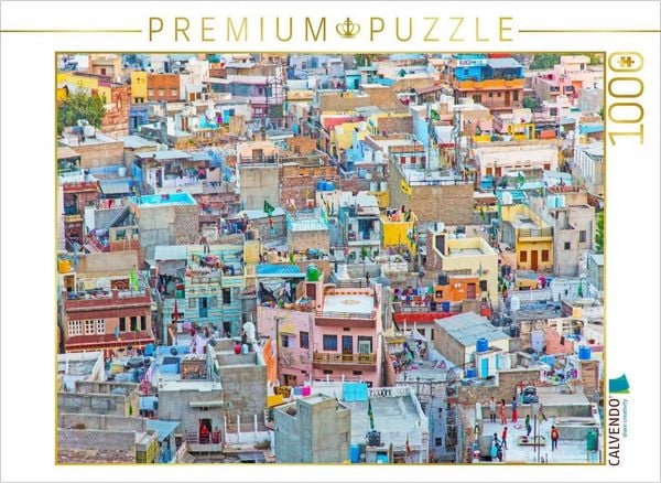 CALVENDO Puzzle Das bunte Häusermeer von Jaipur | 1000 Teile Lege-Größe 64x48cm Foto-Puzzle für glückliche Stunden