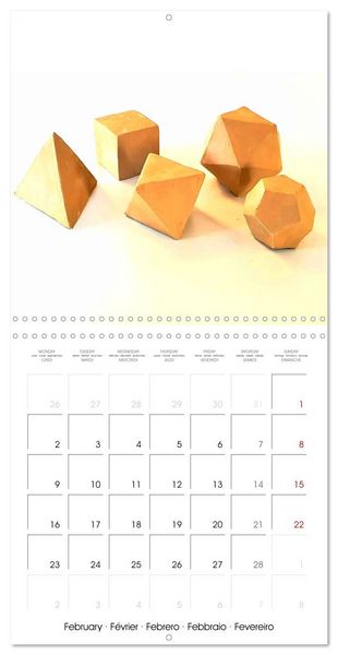 Produktbild: The Platonic Bodies modelled in clay (Wall Calendar 2026 12 &times; 12 Inch) CALVENDO 12 Month Wall Calendar