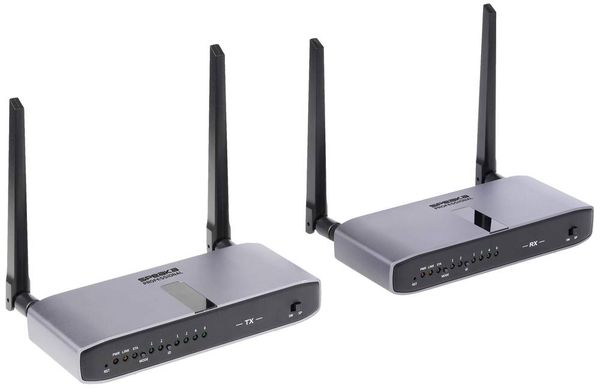 Produktbild: SpeaKa Professional SP-HWE-800 HDMI-Funk&uuml;bertragung (Set) 150 m 5 GHz 1920 x 1080 Pixel Sichere Funk&uuml;bertragung, durchgeschleifter HDMI-Ausgang