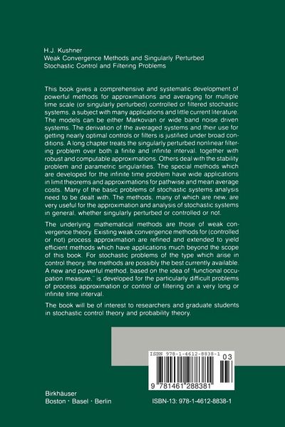 Produktbild: Weak Convergence Methods and Singularly Perturbed Stochastic Control and Filtering Problems