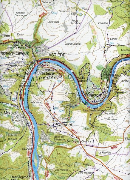 Produktbild: Hasti&egrave;re-sur-Meuse  1 : 25 000  mit Radrouten