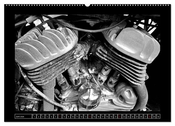 Produktbild: Harley Davidson WLA 750 in Schwarzweiss (Wandkalender 2026 DIN A2 quer), CALVENDO Monatskalender