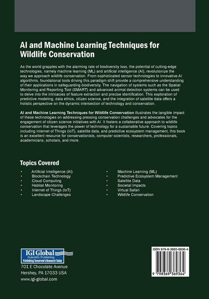 Produktbild: AI and Machine Learning Techniques for Wildlife Conservation