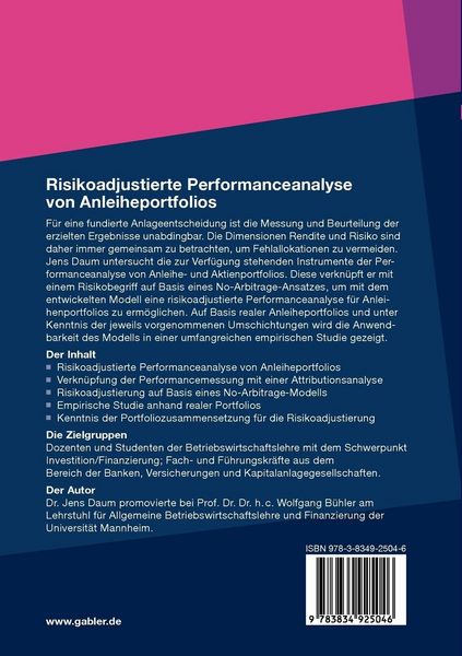 Produktbild: Risikoadjustierte Performanceanalyse von Anleiheportfolios