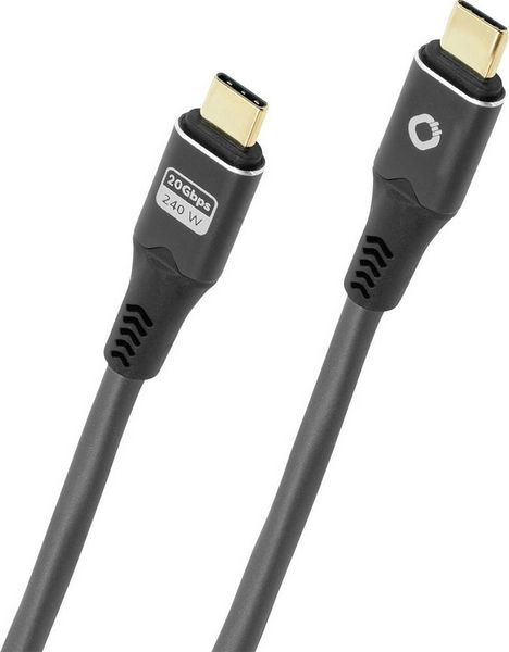 Oehlbach USB-C Kabel USB-C Stecker 2m Anthrazit Geflechtschirm, 8K UHD D1C9369