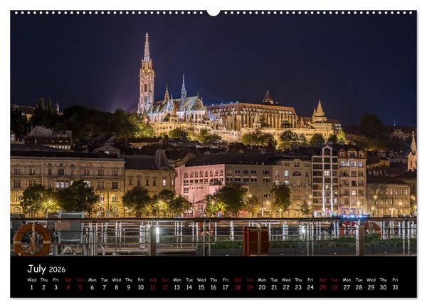 Produktbild: Danube River Nightlights (High Quality Premium Wall Calendar 2026 DIN A2 landscape),CALVENDO 12 Month Wall Calendar