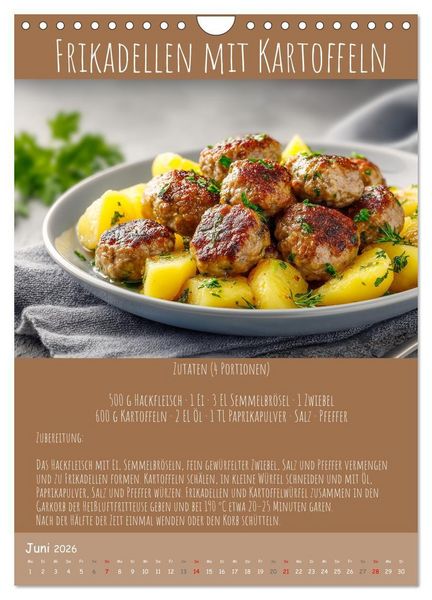 Produktbild: REZEPTE - Kochen in der Hei&szlig;luftfritteuse (Wandkalender 2026 DIN A4 hoch), CALVENDO Monatskalender