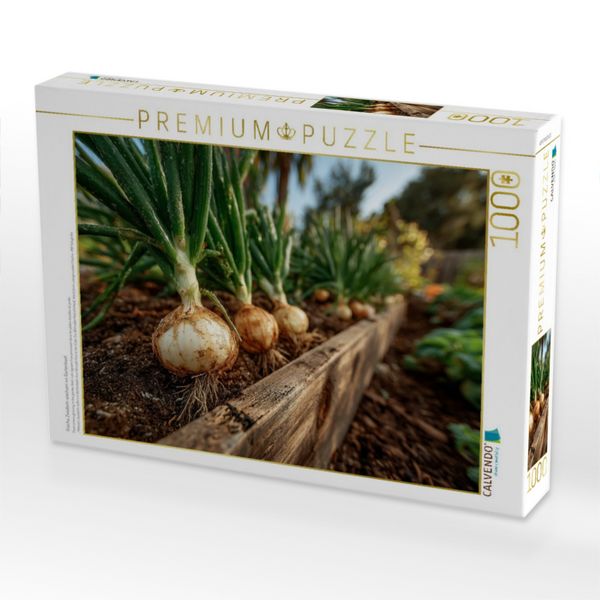 Produktbild: CALVENDO Puzzle Frische Zwiebeln wachsen im Gartenbeet | 1000 Teile Lege-Gr&ouml;&szlig;e 64x48cm Foto-Puzzle f&uuml;r gl&uuml;ckliche Stunden