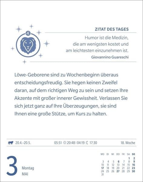 Produktbild: L&ouml;we Sternzeichenkalender 2027 - Tagesabrei&szlig;kalender - Ihr Horoskop f&uuml;r jeden Tag