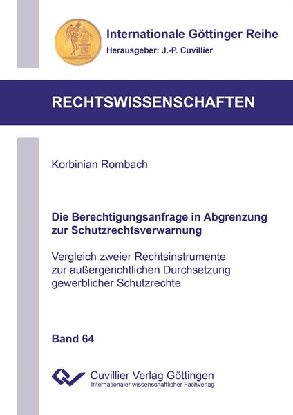 Produktbild: Die Berechtigungsanfrage in Abgrenzung zur Schutzrechtsverwarnung