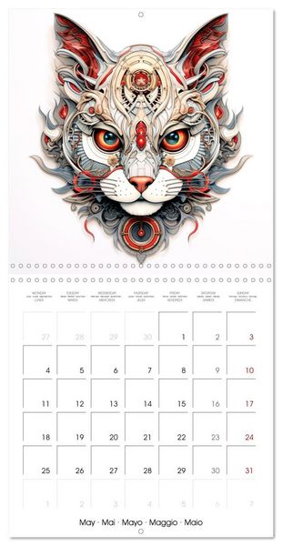 Produktbild: F&eacute;lins Steampunk (Calendrier mural carr&eacute; 2026 30x30 cm) Calendrier double avec une page pour vos prises de notes