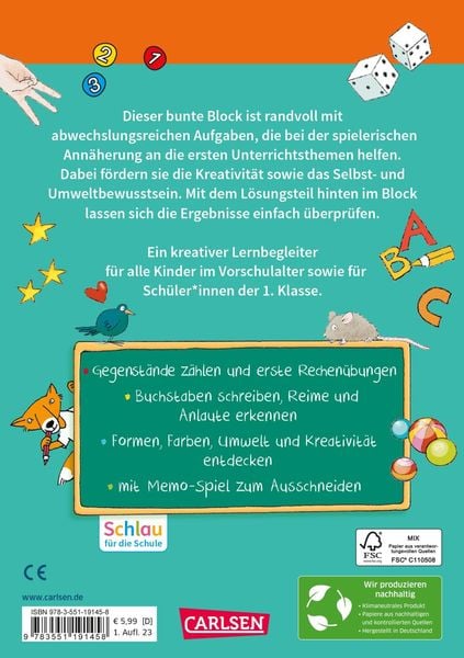 Produktbild: Schlau für die Schule: Mein bunter Vorschul-Block