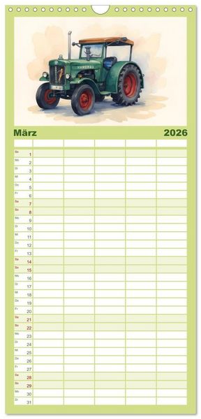 Produktbild: Familienplaner 2026 - Alte Schlepper in neuem Glanz mit 5 Spalten (Wandkalender, 21 x 45 cm) CALVENDO