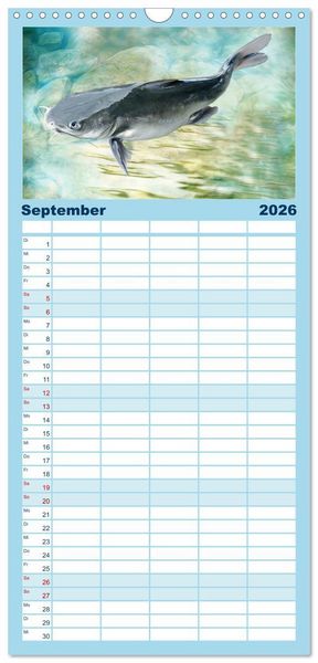 Produktbild: Familienplaner 2026 - Fischwelt - Artwork mit 5 Spalten (Wandkalender, 21 x 45 cm) CALVENDO